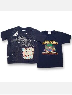 Bundle Of 2 Boys Tshirts Oshkosh Glow In The Dark Space Grandma Spoiled Tops